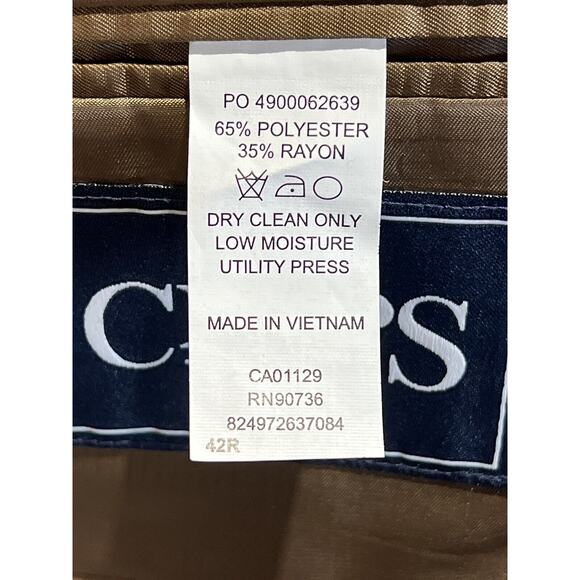 New Chaps Ralph Lauren 42R Mens Brown Houndstooth Casual Blazer Sport Jacket - Picture 14 of 15